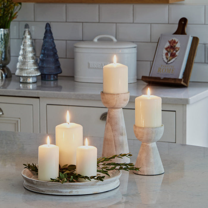 Buy Ivyline Padstow White Wash Wooden Candle Holders 2 Pack online UK