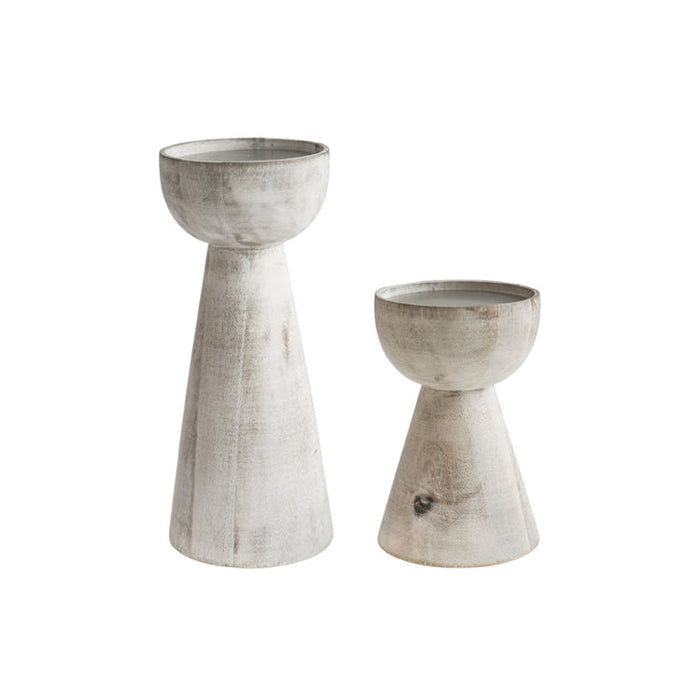 Buy Ivyline Padstow White Wash Wooden Candle Holders 2 Pack online UK