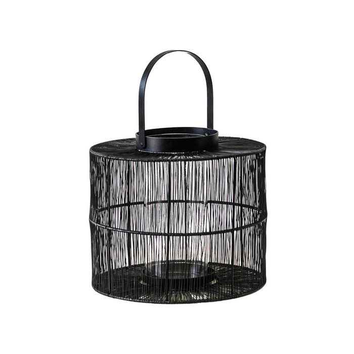 Buy Ivyline Portofino Wirework Lantern with Glass Insert Black online UK