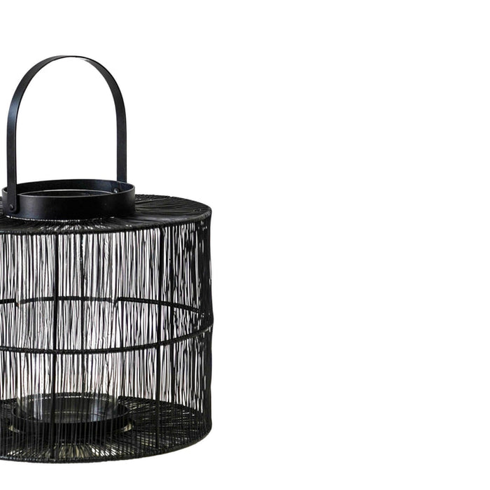 Buy Ivyline Portofino Wirework Lantern with Glass Insert Black online UK