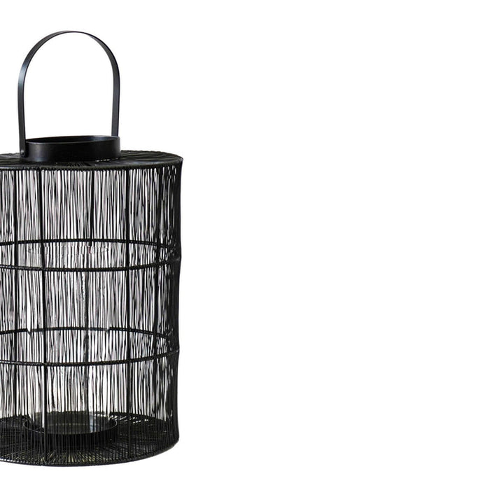 Buy Ivyline Portofino Wirework Lantern with Glass Insert Black online UK