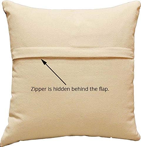 Beige pillow cover back with hidden zipper behind the flap