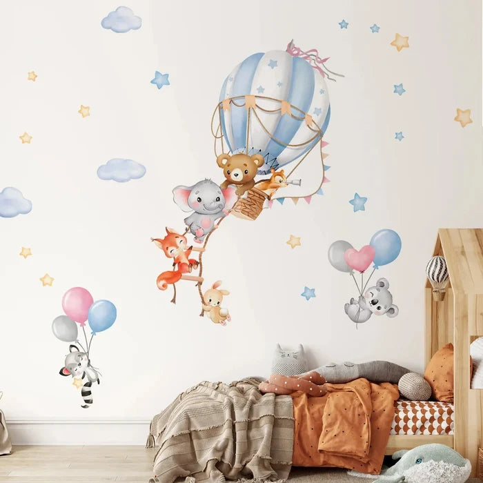 Kids & Nursery Wall Stickers – Watercolour Bears, Hearts & More | Self-Adhesive Peel & Stick | Nursery, Bedroom & Playroom Decor