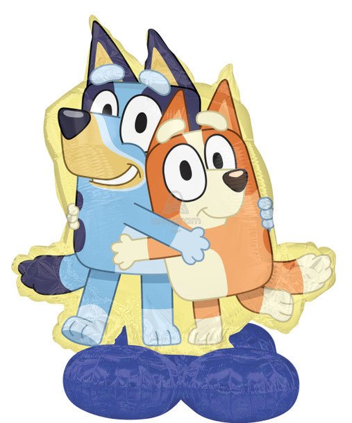 Bluey and Bingo character foil balloon figures standing together