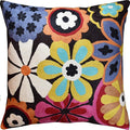 Embroidered floral pillow cover with multicolor daisy pattern