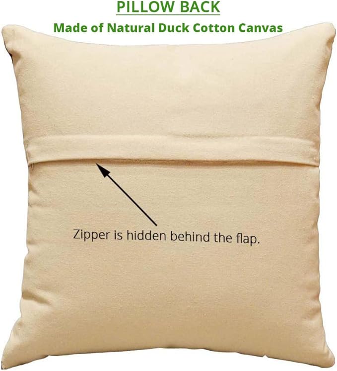 Natural beige pillow back with flap, hidden zipper behind the flap