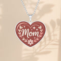 Mom Heart Pendant Necklace – Custom Photo Engraved | Stainless Steel, Gold Plated or Sterling Silver | 18" Box Chain | Mother's Day Gift