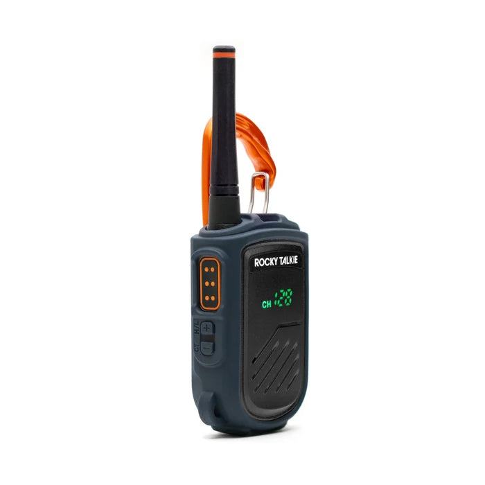 Rocky Talkie mountain radio walkie talkie, 3/4 turn view