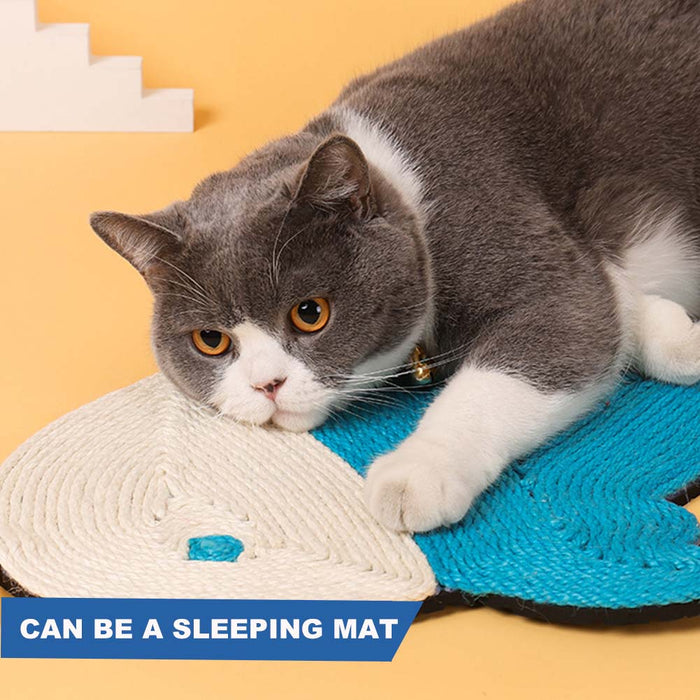 Natural Sisal Fish Shape Cat Scratch Mats, Anti-Slip Cat Scratching Pads Toy for Indoor Cats