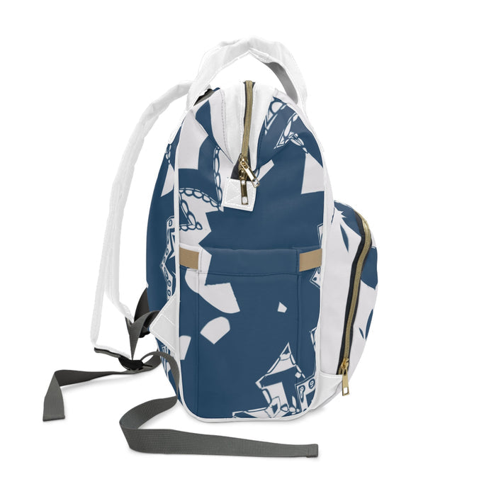 Navy & White Graphic Starburst Diaper Backpack – Converts to Changing Station | Large Capacity Nappy Bag | Modern Unisex Design | Baby Shower Gift