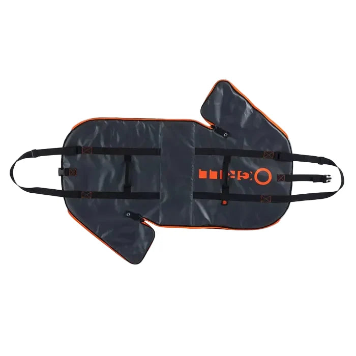 An o-shiled carry case for the o-grill range, unfurled on the outer side