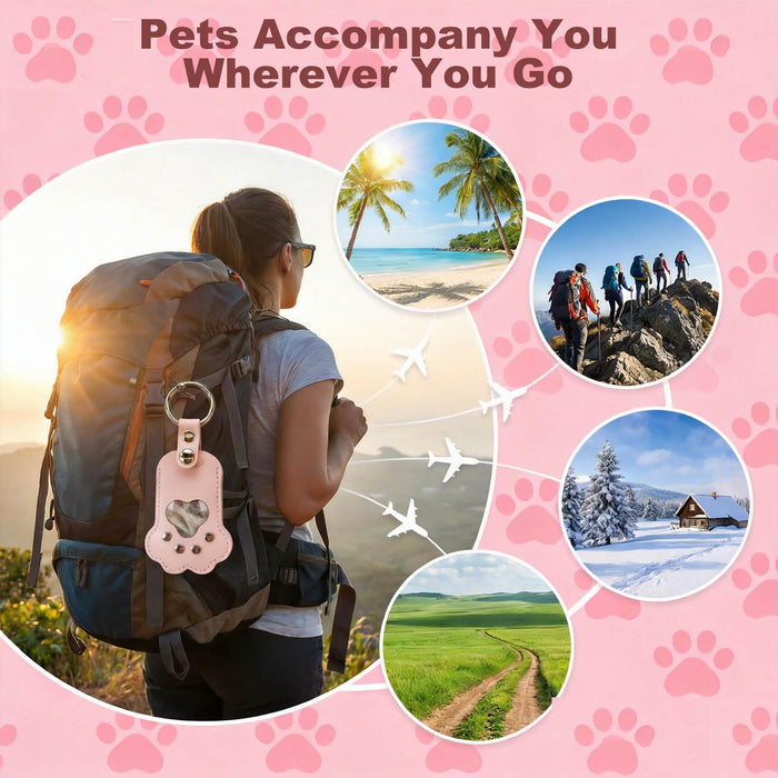 Pet Hair Storage Keychain with Photo Holder,Leather Cat Memorial Keychain Portable Pet Memory Charm Gift