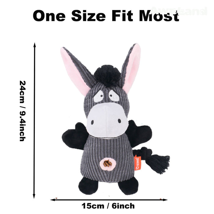 Plush Dog Toy - Cute Donkey Shape and Durable Squeaky Dog Toys