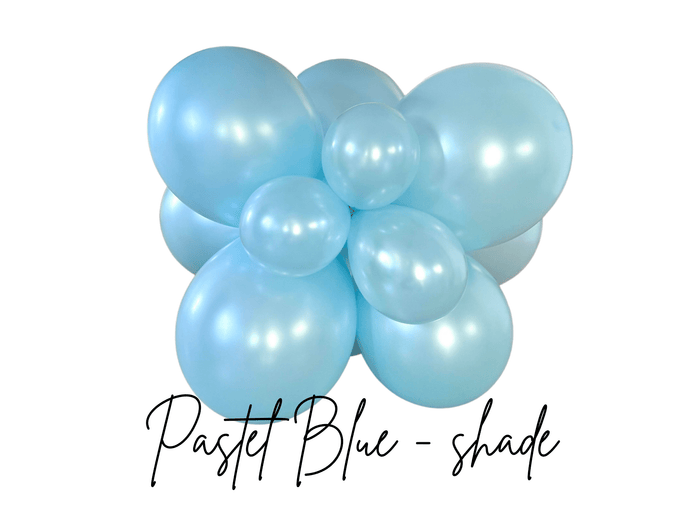 Ice blue latex balloon cluster with five glossy balloons