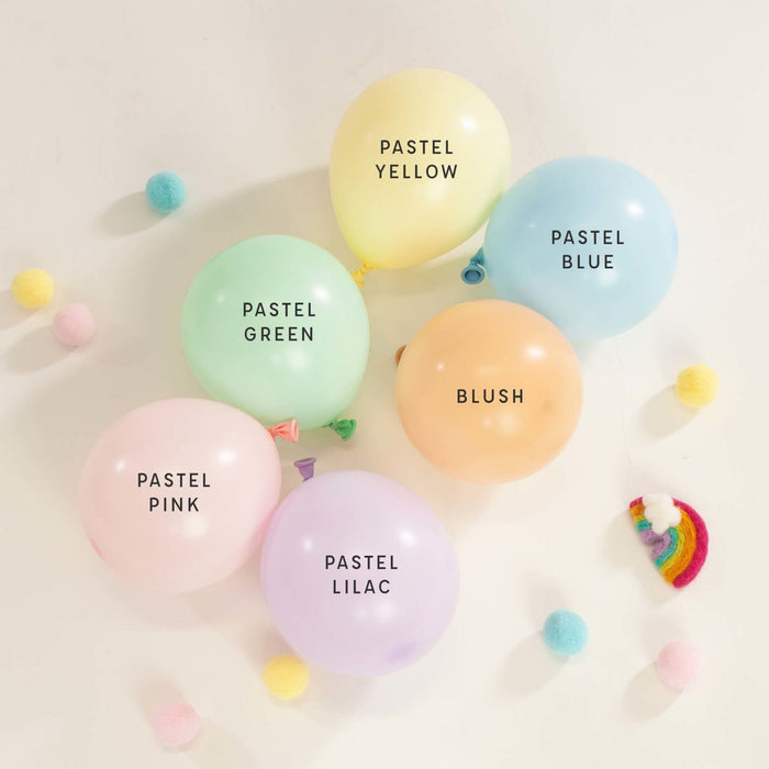 Pastel latex balloon set in yellow, green, pink, and blue tones
