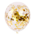 Gold confetti latex balloon, white balloon with scattered gold foil dot pattern