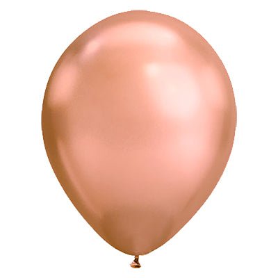 Rose gold metallic latex balloon, single balloon with tied stem
