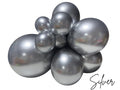 Silver latex balloon cluster with six glossy balloons