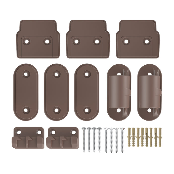Retractable Baby Gate (New) - Wall Mounting Set - Brown - Perma Child Safety