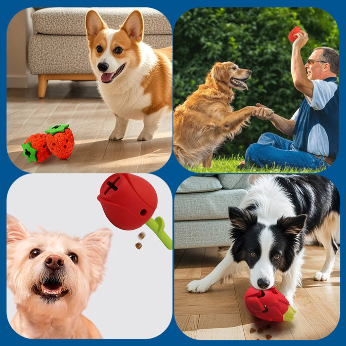 Rose Dog Puzzle Toys, Rubber Dog Chew Toys for Treat Food Dispenser