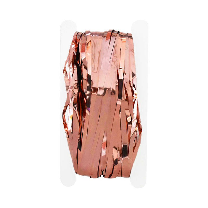 Rose gold fringe curtain roll with hanging metallic strips
