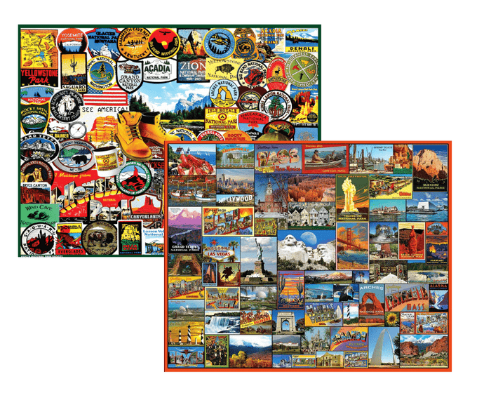 Set of 2: Travel Puzzle Bundle 1000 Piece