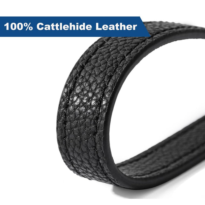 Short Leather Dog Leash – Heavy Duty 8-Inch Leather Lead with Metal Hook for Medium & Large Dogs
