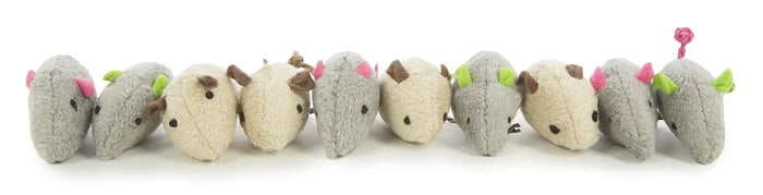 SmartyKat Skitter Critters Value Pack Catnip Cat Toys - Gray/Cream Set of 10