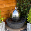 Buy Tranquility 30cm Stainless Steel Sphere & Resin Base Water Feature online UK