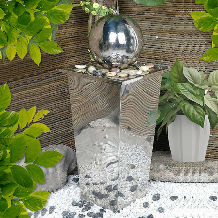 Buy Tranquility Sphere & Stainless Column Water Feature online UK
