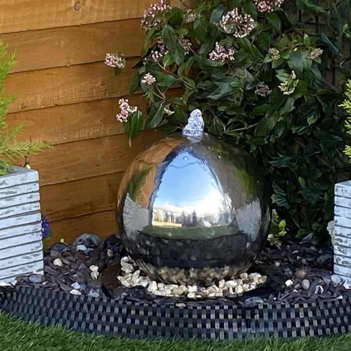 Buy Tranquility Stainless Steel Sphere Water Feature online UK