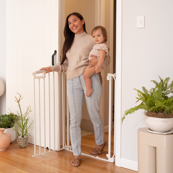 Ultimate Safe Step Baby Gate | Extra Tall | 0.82m W x 0.94m H - White - Perma Child Safety
