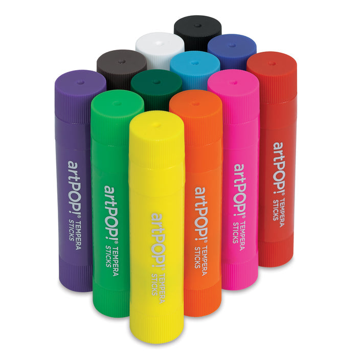 artPOP! Washable Tempera Paint Stick Set - Set of 12, Classic Colors, contents