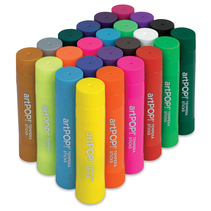 artPOP! Washable Tempera Paint Stick Set - Set of 24, Classic, Neon, and Metallic Colors, contents