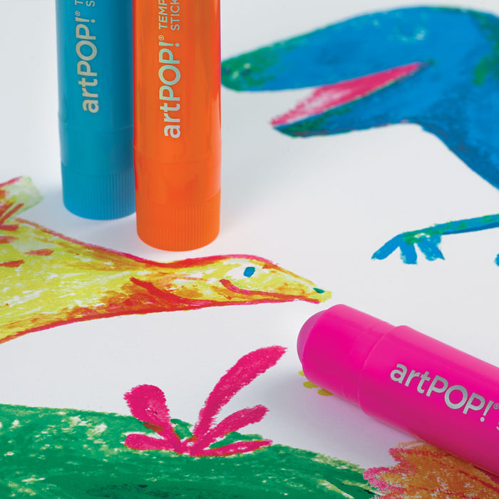 artPOP! Washable Tempera Paint Stick Set - Set of 24, Classic, Neon, and Metallic Colors, close-up of artwork