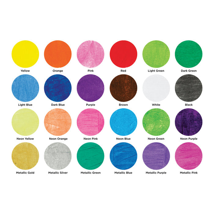 artPOP! Washable Paint Stick Set of 24, Classic, Neon, and Metallic Colors, swatches