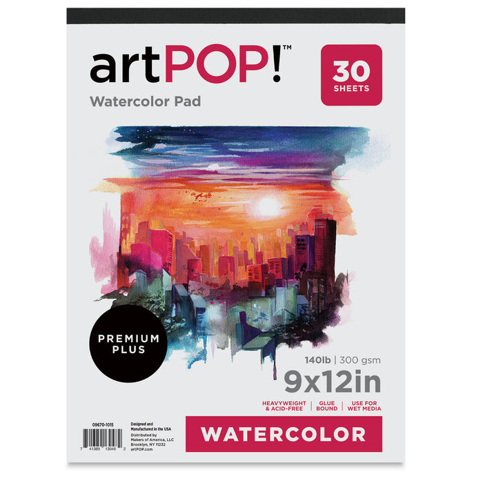 artPOP! Watercolor Pad - 9" x 12", 30 sheets, front of pad